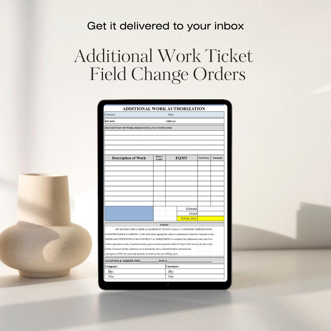 Additional Work Authorization Form / Change Orders
