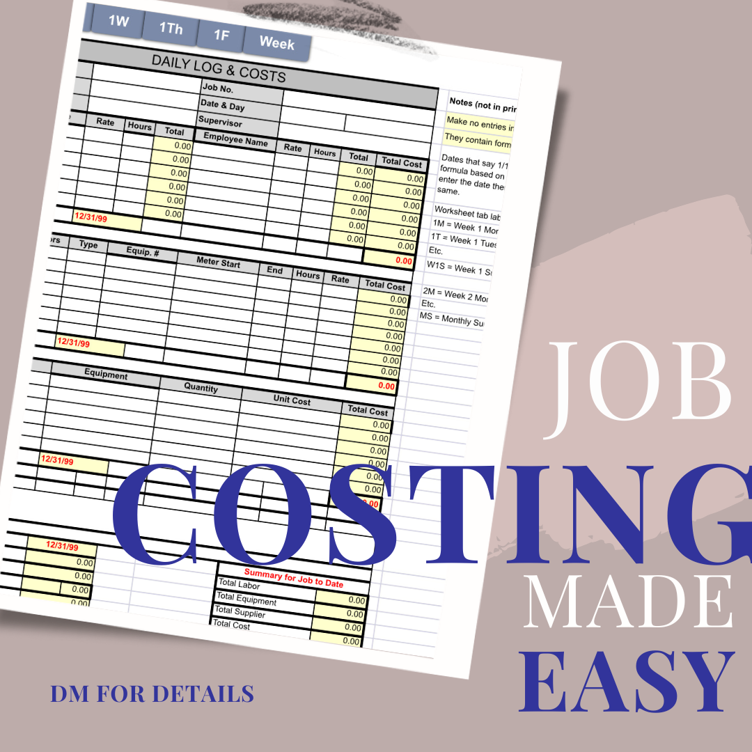 JOB COSTING EXCEL FORM - DAILY COSTING AT YOUR FINGERTIPS