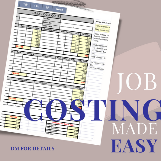 JOB COSTING EXCEL FORM - DAILY COSTING AT YOUR FINGERTIPS