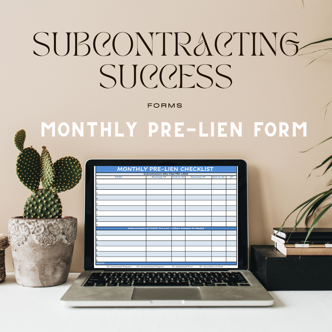 Vendor Lien and Release Tracking Form