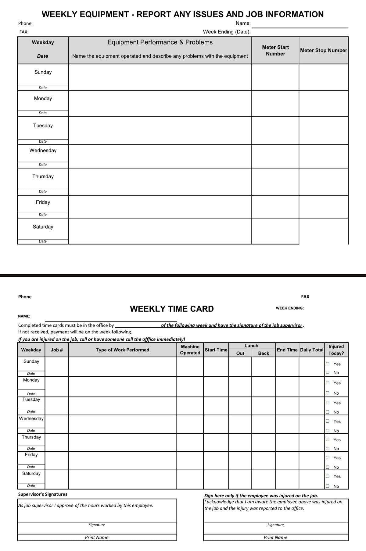 Time Card Bundle Bonanza
