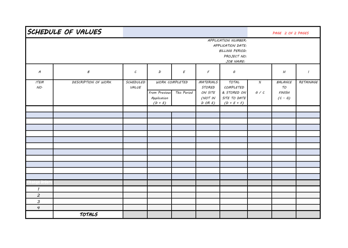 Billing Invoice and Coordinating Schedule of Value Forms
