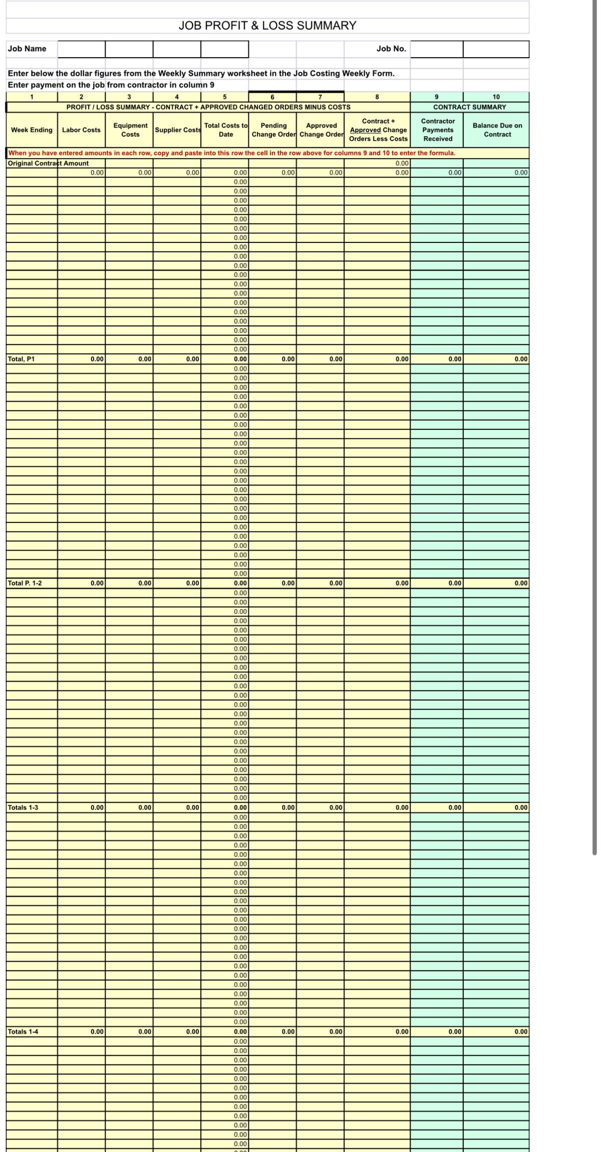 Profit Calculation Excel Form